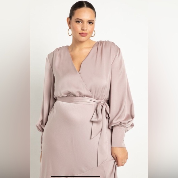 Elegant Mauve Maxi Dress EUC elegant scandigirl satin formal evening silver tan - Picture 2 of 8